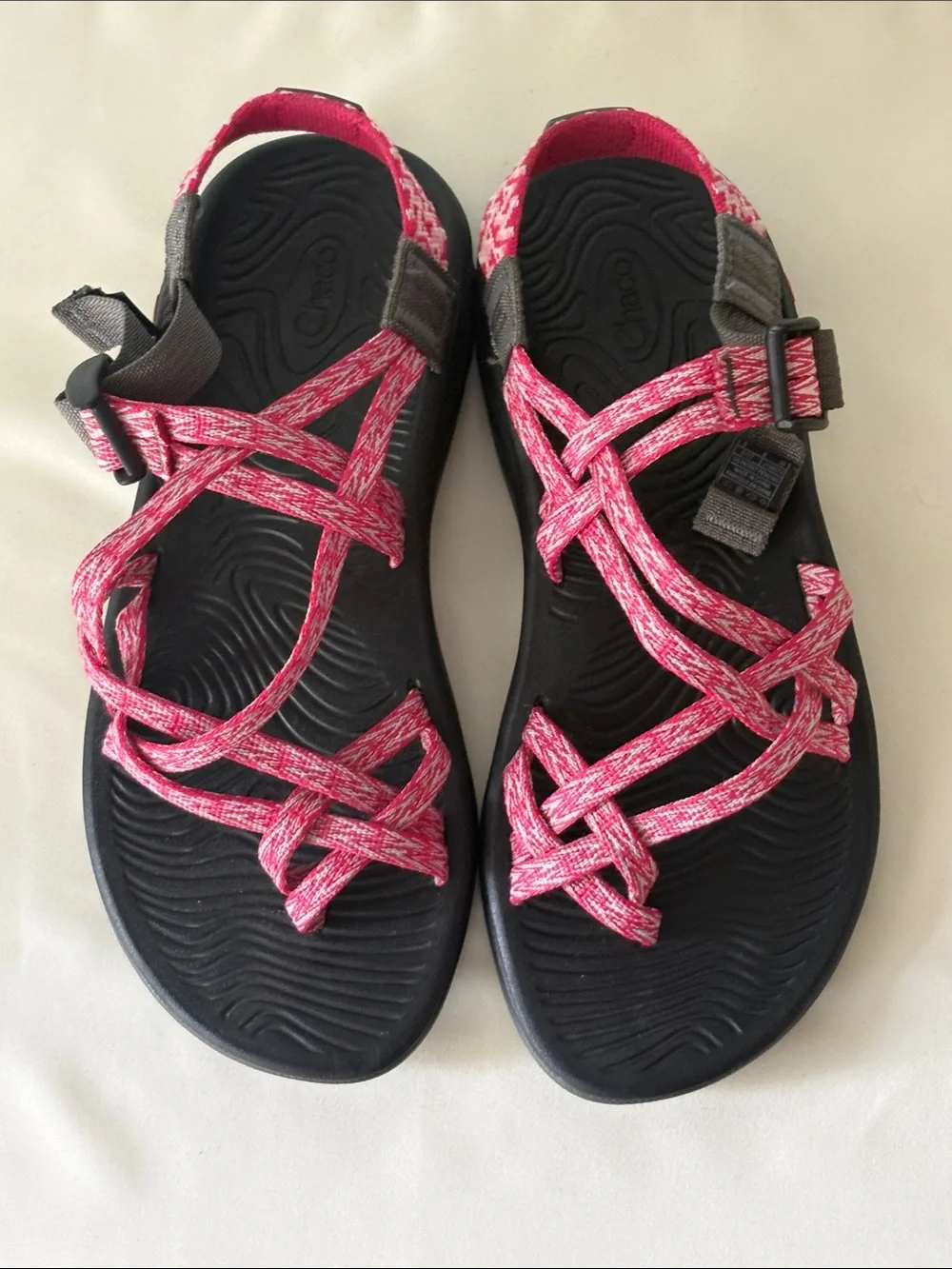 Chaco Women's Z/Cloud Pink and Black Strappy Outdoor Sandals